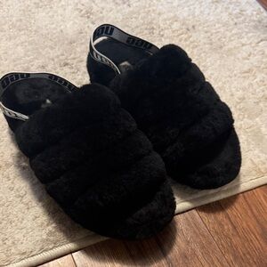 UGG Women's Plush Black Slippers